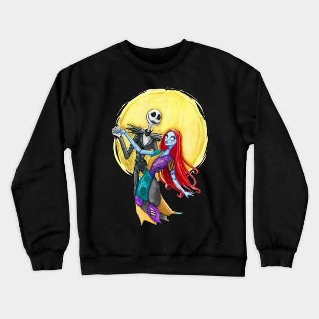 Jack and Sally Watercolor Crewneck Sweatshirt by Wingedwarrior